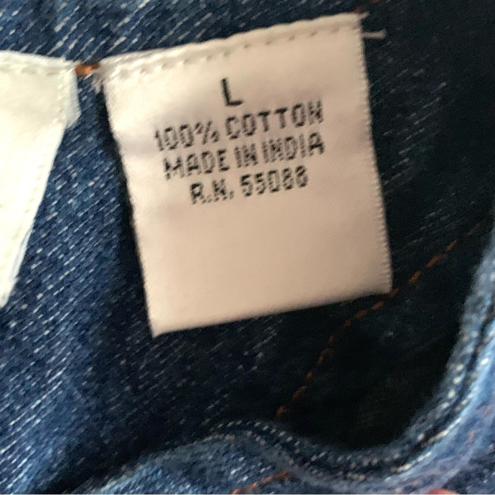 Le Mieux Women’s Sleeveless Blue Denim Top Fringe Hem Sz L - Picture 7 of 9